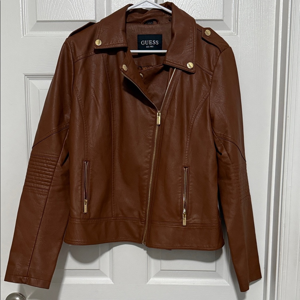 Guess Women's Tan Leather Jacket
